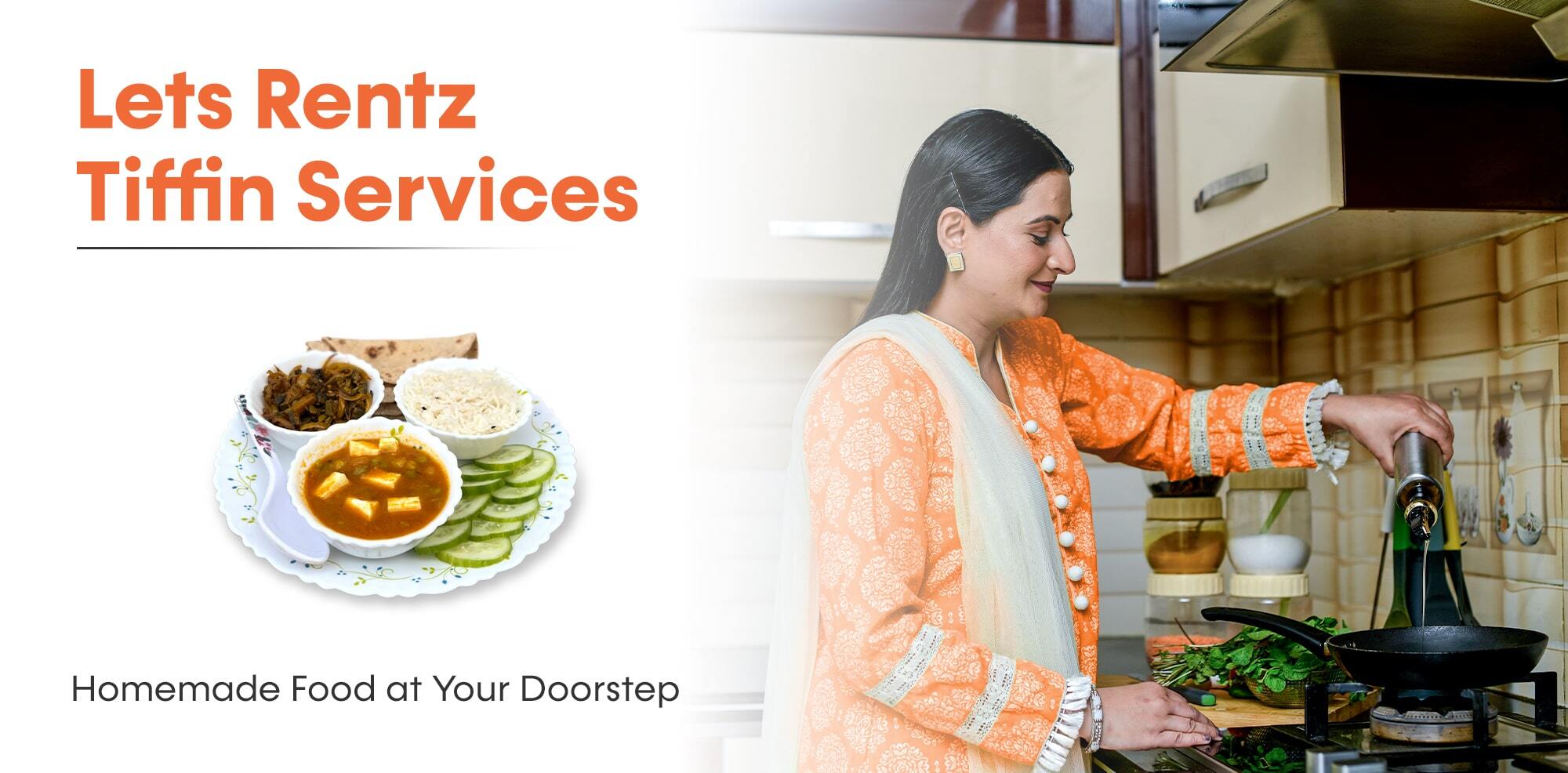 Lets Rentz Tiffin Service mother is cooking in kitchen in Chandigarh